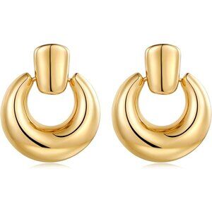 Women's Gold Statement Retro Hoop Dangle Earrings Multiple Styles Jewelry